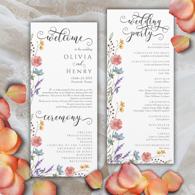 Programme de mariage de jardin de fleurs sauvages  (Créateur téléchargé)