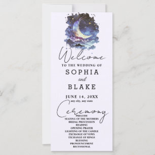 Programme de mariage de la lune de croissant bleu