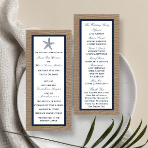 Programme de mariage de la Marine Starfish Burlap