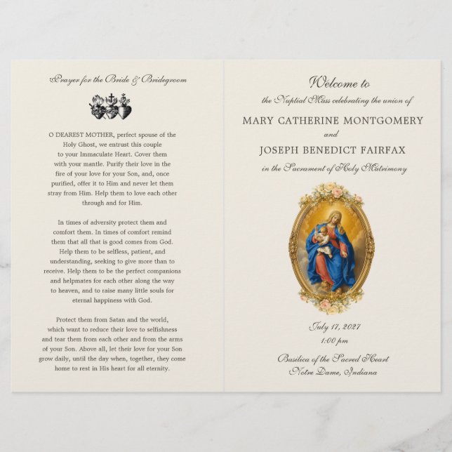 Programme de mariage de la messe latine de Notre-D (Devant)