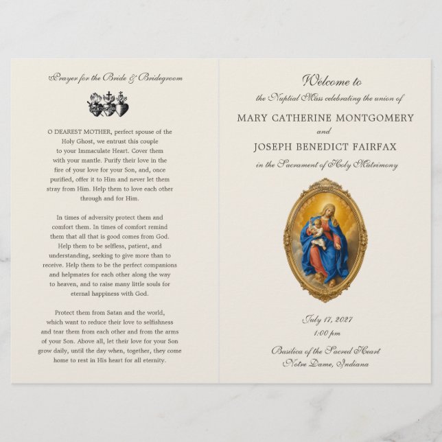 Programme de mariage de la messe latine de Notre-D (Devant)