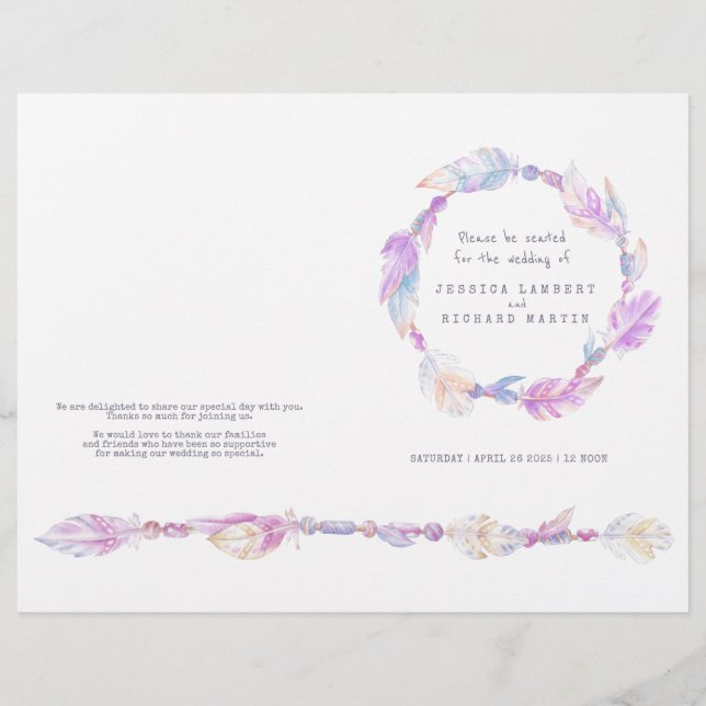 Programme de mariage de la plume d'eau violet (Devant)