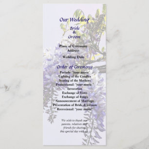 Programme de mariage de la wisteria commençant à s