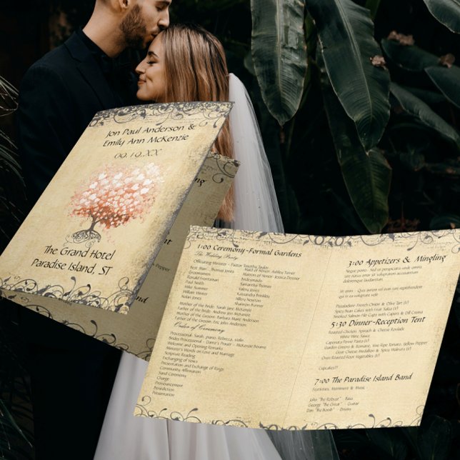 Programme de mariage de l'arbre à feuilles en cœur (Créateur téléchargé)