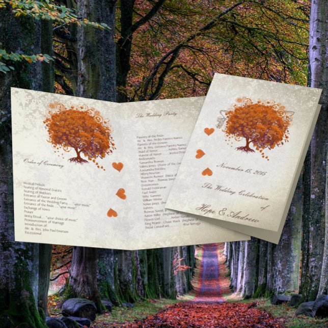 Programme de mariage de l'arbre à feuilles en cœur (Créateur téléchargé)