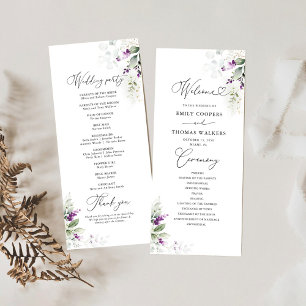 Programme de mariage de lavande verte pourpre
