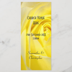 Programme de mariage de l'église rose jaune clair