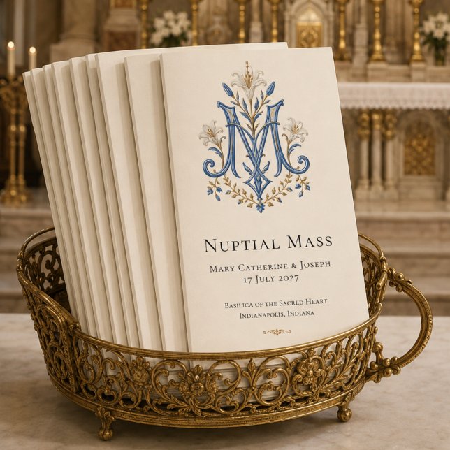 Programme de mariage de Messe nuptiale au monogram (Créateur téléchargé)