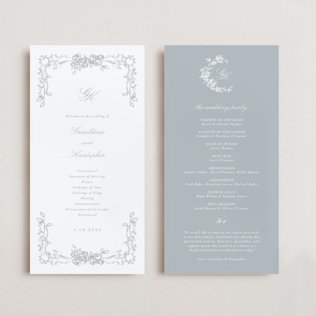 Programme de mariage de monogramme de régence (Regency Monogram Wedding Program)