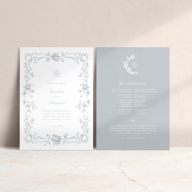 Programme de mariage de monogramme de régence (Regency Monogram Wedding Program)