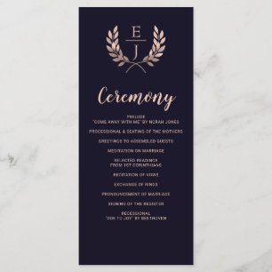 Programme de mariage de Monogramme d'or Rose de la