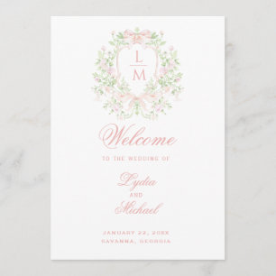 Programme de mariage de monogrammes de crêtes douc