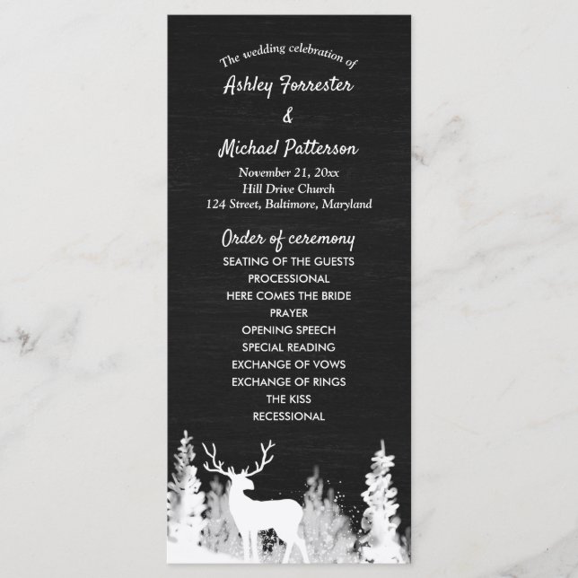 Programme de mariage de Noël de rennes de tableau  (Devant)