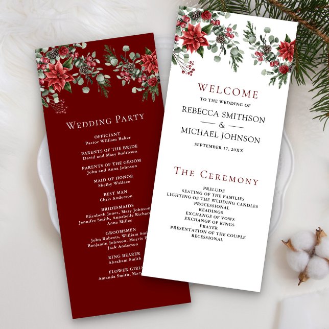Programme de mariage de Noël floral Poinsettia Pin (Créateur téléchargé)