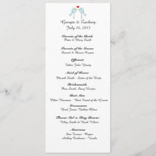 Programme de mariage de "perruches"