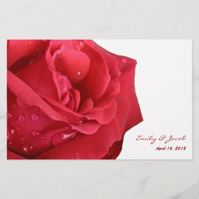 Programme de mariage de Rose rouge vif (Devant)