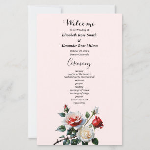 Programme de mariage de roses blanches et roses ro