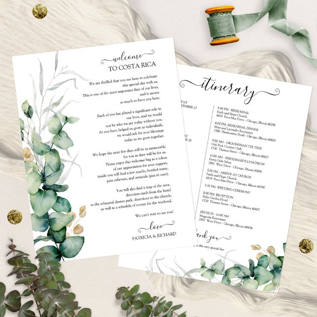 Programme de mariage de week-end verdure Eucalyptu (Créateur téléchargé)