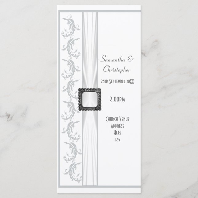 Programme de mariage d'église gris et blanc clair (Devant)