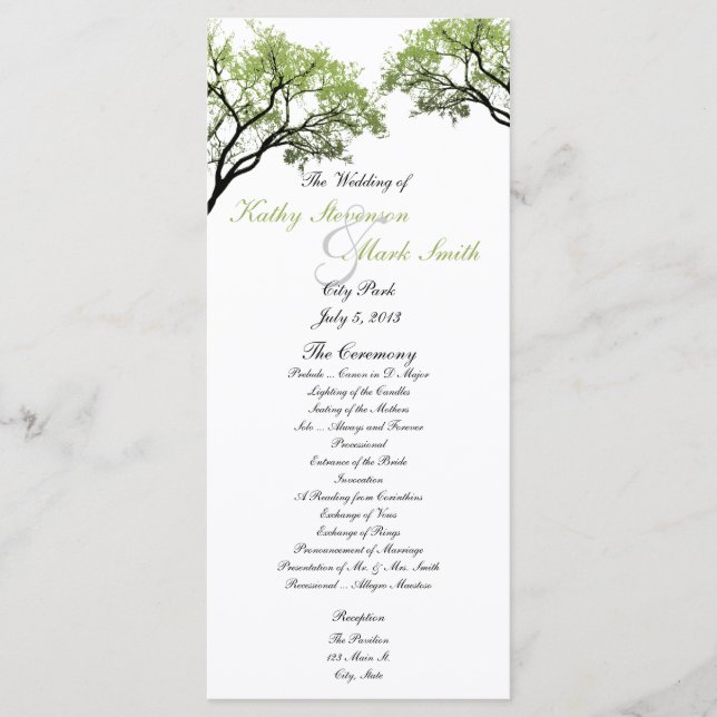 Programme de mariage des arbres du printemps (Devant)