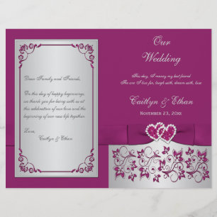 Programme de mariage des coeurs floraux pourpres e