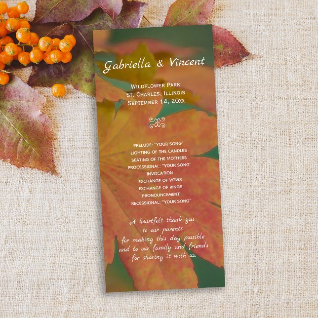 Programme de mariage des couleurs d'automne (Créateur téléchargé)