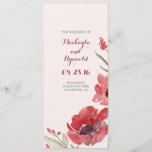 programme de mariage des fleurs d'aquarelle de Bou
