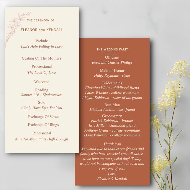 Programme de mariage des fleurs intemporel (Créateur téléchargé)