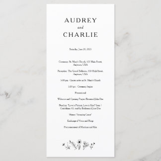 Programme de mariage des fleurs sauvages