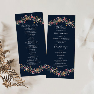 Programme de mariage des Fleurs sauvages bleus de 