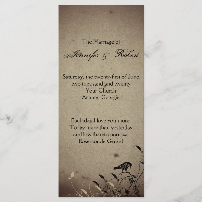 Programme de mariage des maisons gothiques vintage (Devant)