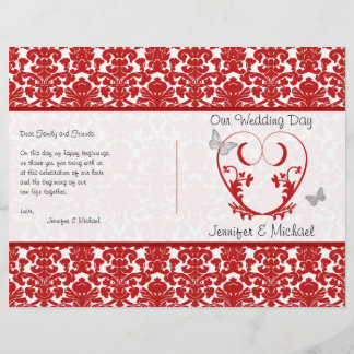 Programme de mariage des papillons cardiaques roug