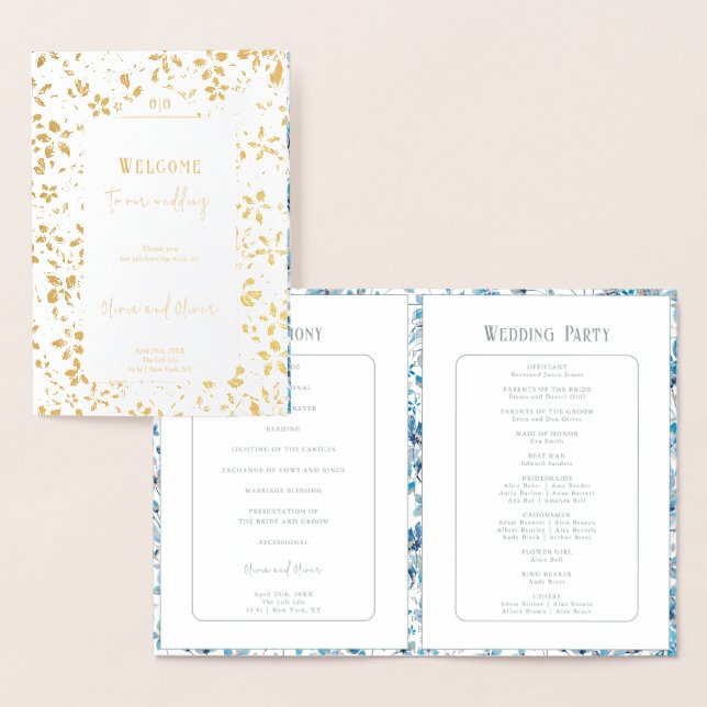 Programme de mariage des petites fleurs bleues (Affichage)
