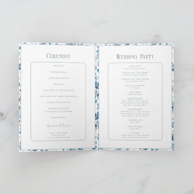 Programme de mariage des petites fleurs bleues (Intérieur)