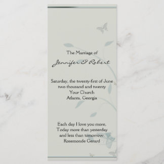Programme de mariage des prés gris et bleu papillo