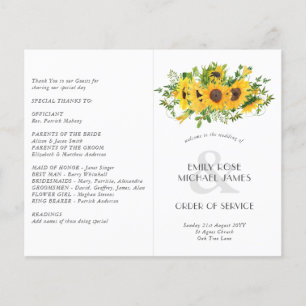 Programme de mariage des tournesols ou autre événe