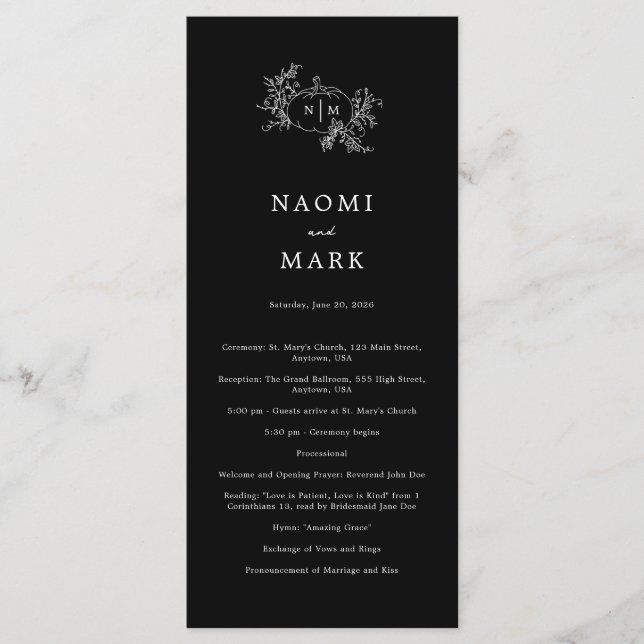 Programme de mariage des vignes citrouilles (Devant)