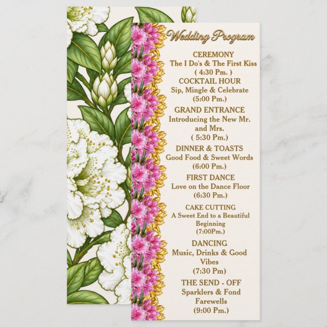 Programme de Mariage Détillé Rhododendron de la Cô (Devant / Derrière)