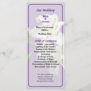 Programme de mariage Deux Lys Blancs