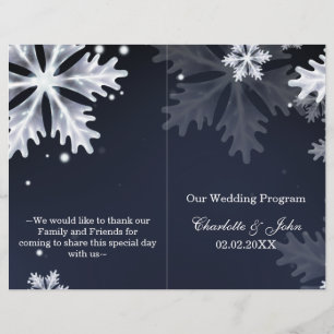 programme de mariage d'hiver navy blue snowflakes