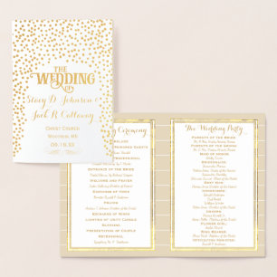 PROGRAMME DE MARIAGE D'Huile D'Or Confetti Typogra
