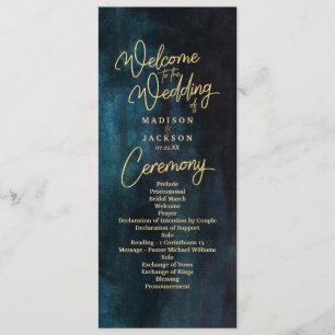 Programme de mariage d'or bleu marine et Turquoise