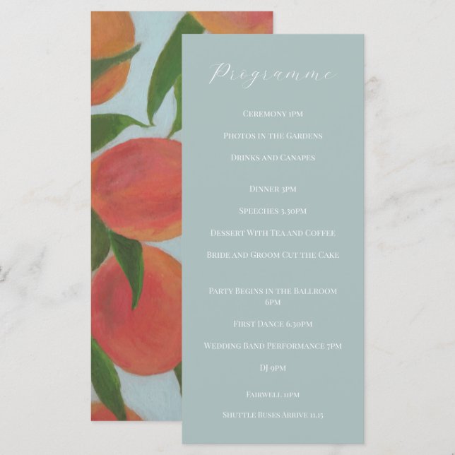 Programme de mariage dos floral rose et vert (Devant / Derrière)