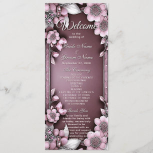 Programme de mariage du cadre floral rose