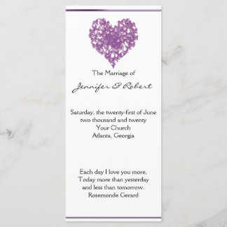 Programme de mariage du coeur du papillon pourpre
