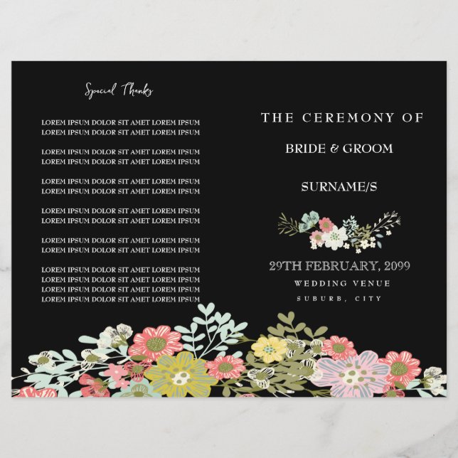 Programme de mariage du Jardin Floral de Soirée Él (Devant)