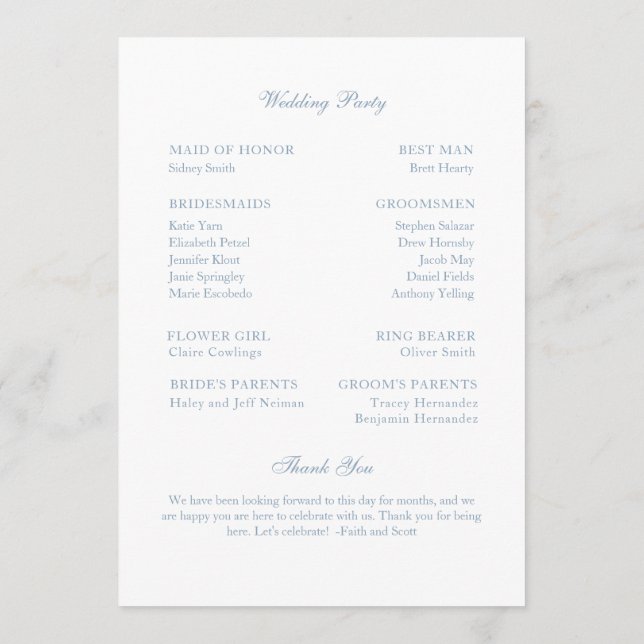 Programme de mariage Dusty Blue Monogram Wreath (Dos)
