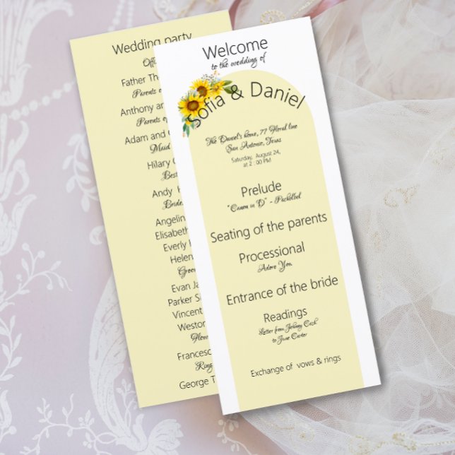 Programme de mariage élégant à arch en carte plate (Créateur téléchargé)