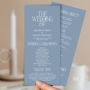 Programme de Mariage Élégant à la Typographie Bleu