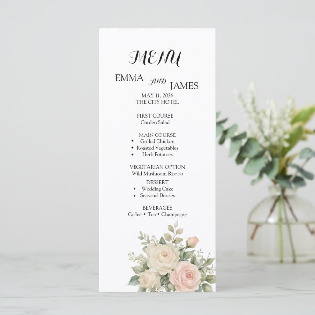 Programme de mariage élégant à l'aquarelle eucalyp (Debout devant)